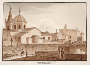 Uitzicht op de buitenkant van de kerk van Santa Maria del Popolo, 1833